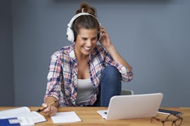 Frau mit Headset Frau mit Headset