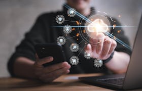 Mann berührt Cloud Symbol Mann berührt Cloud Symbol